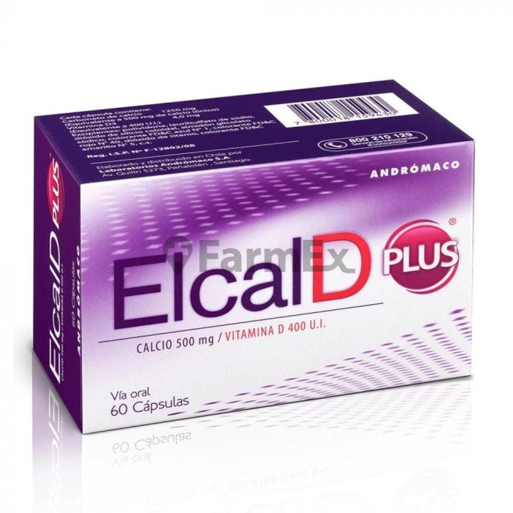 Elcal D Plus x 60 cápsulas Farmex-Fonasa-Persistente